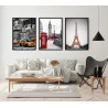 "Paris, Londres e Nova Iorque" Conjunto de quadros decorativos