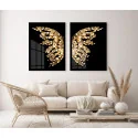 "Quadros Borboleta dourada" Conjunto de quadros decorativos