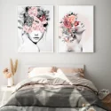 "Cabeça de flor - tons suaves" Conjunto de quadros decorativos