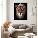"Leoa com coroa" Quadro de decoração