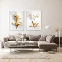 "Dupla flores de ouro" Conjunto de quadros decorativos