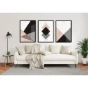 "Conjunto abstrato cinza e rosê" quadros decorativos