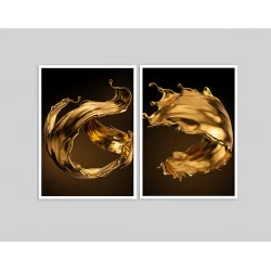 "Dupla ouro líquido" Conjunto de quadros decorativos