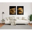 "Dupla ouro líquido" Conjunto de quadros decorativos