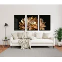 "Conjunto lótus dourada" Conjunto de quadros decorativos