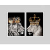 "Casal de leões rei e rainha II" Conjunto de quadros decorativos