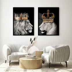 "Casal de leões rei e rainha II" Quadros...