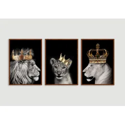 "Família real leão/ leão rei" Conjunto de quadros decorativos
