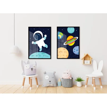 "Astronauta Dupla" Conjunto de quadros decorativos