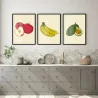 "Trio cozinha - frutas" Conjunto de quadros decorativos
