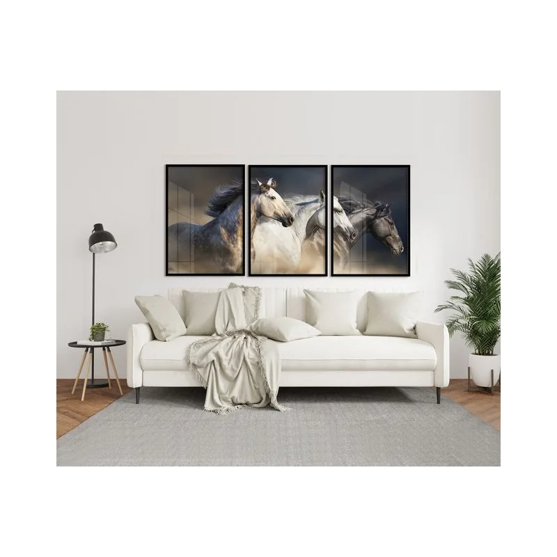 "Trio quadros Cavalos" Conjunto de quadros decorativos