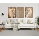 "Nunca foi sorte, sempre foi Deus casal de leões" Conjunto de quadros decorativos