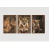 "Leoa com dois filhotes" Conjunto de quadros decorativos