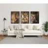 "Leoa com dois filhotes" Conjunto de quadros decorativos