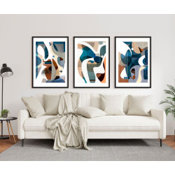 "Trio abstrato azul" Conjunto de quadros...