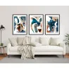 "Trio abstrato azul" Conjunto de quadros decorativos