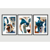"Trio abstrato azul" Conjunto de quadros decorativos