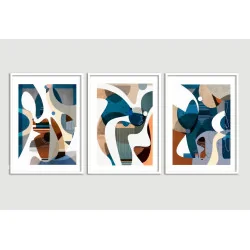 "Trio abstrato azul" Conjunto de quadros decorativos