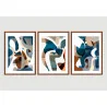"Trio abstrato azul" Conjunto de quadros decorativos