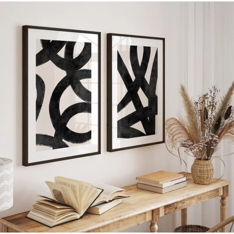 "Abstrato Moderno Minimalista" Conjunto de quadros decorativos