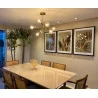 "Trio folhagens douradas" Conjunto de quadros decorativos