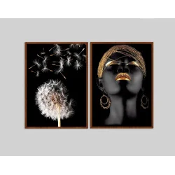 "Dupla Africana dente de leão" Conjunto de quadros decorativos