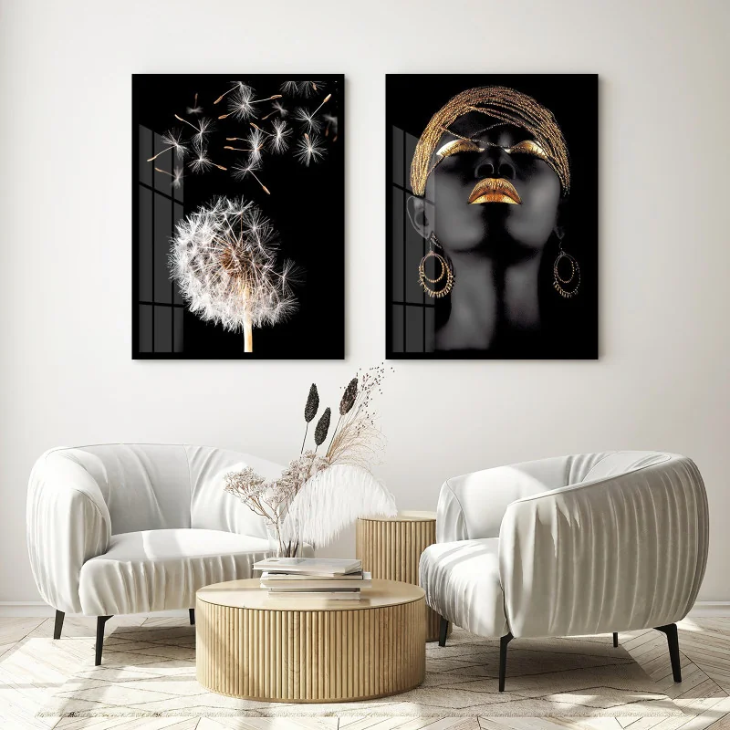 "Dupla Africana dente de leão" Conjunto de quadros decorativos