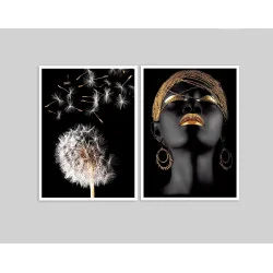 "Dupla Africana dente de leão" Conjunto de quadros decorativos
