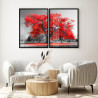 "Dupla árvore vermelha" Conjunto de quadros decorativos
