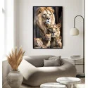 "Família leão 3 filhotes" Quadro de decoração