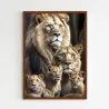 "Família leão 3 filhotes" Quadro de decoração