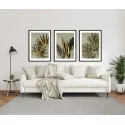 "Trio folhagens douradas" Conjunto de quadros decorativos