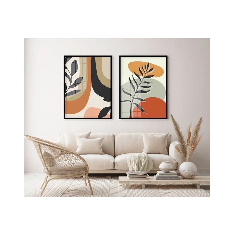 "Folhagens coloridas" Conjunto de quadros decorativos