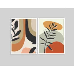 "Folhagens coloridas" Conjunto de quadros decorativos