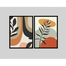 "Folhagens coloridas" Conjunto de quadros decorativos