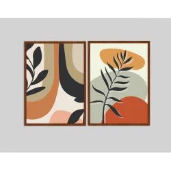 "Folhagens coloridas" Conjunto de quadros decorativos