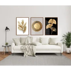 "Trio abstrato folhas...