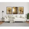 "Trio dente de leão dourado" Conjunto de quadros decorativos
