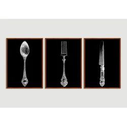 "Utensílios cozinha" Conjunto de quadros decorativos
