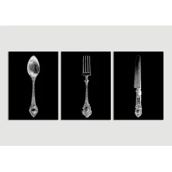 "Utensílios cozinha" Conjunto de quadros decorativos