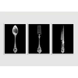 "Utensílios cozinha" Conjunto de quadros decorativos