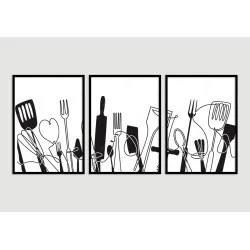 "Utensílios cozinha" Conjunto de quadros decorativos