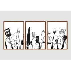 "Utensílios cozinha" Conjunto de quadros decorativos