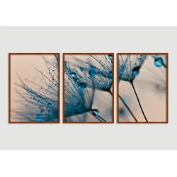 "Trio dente de leão tons azul" Conjunto de quadros decorativos