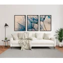 "Trio dente de leão tons azul" Conjunto de quadros decorativos