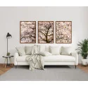 "Trio árvore cerejeira branca" Conjunto de quadros decorativos