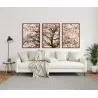 "Trio árvore cerejeira branca" Conjunto de quadros decorativos