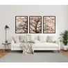 "Trio árvore cerejeira branca" Conjunto de quadros decorativos