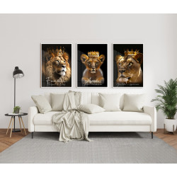 "Família leão Amor e fé" Conjunto de quadros decorativos