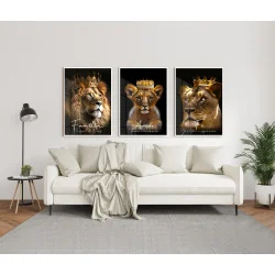 "Família leão Amor e fé" Conjunto de quadros decorativos